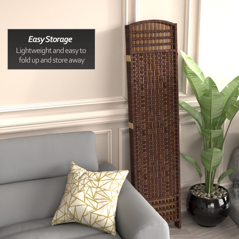 67" x 64" Weave 5 Panel Room Divider, 4, Dark Mocha