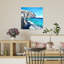Plage de sable noir, falaises abstraites, architecture de plage, art mural-558800394
