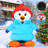 Christmas Inflatables 6 FT Tall Christmas Penguin Inflatables Wearing Clothes with Built-in LED Light