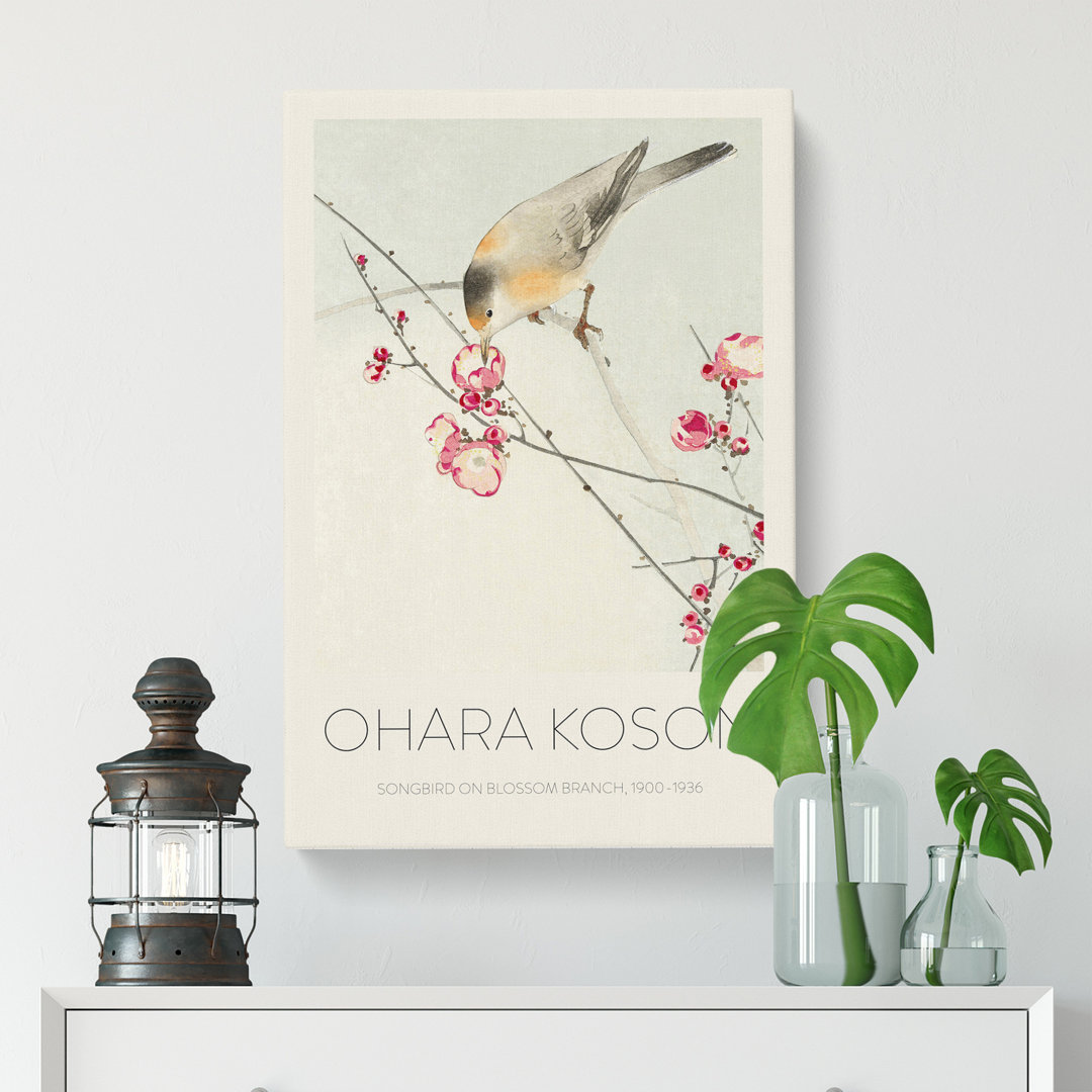 Songbird On A Blossom Branch by Ohara Koson - Wrapped Canvas Print