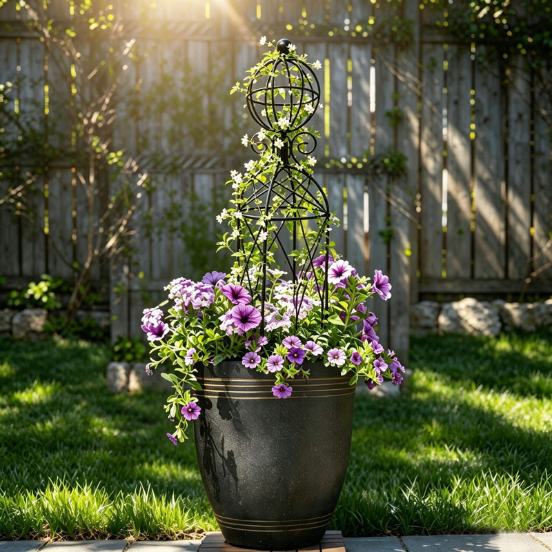 Ensemble de 2 treillis obélisques en métal pour jardin, support sphérique géométrique de 71 cm pour plantes