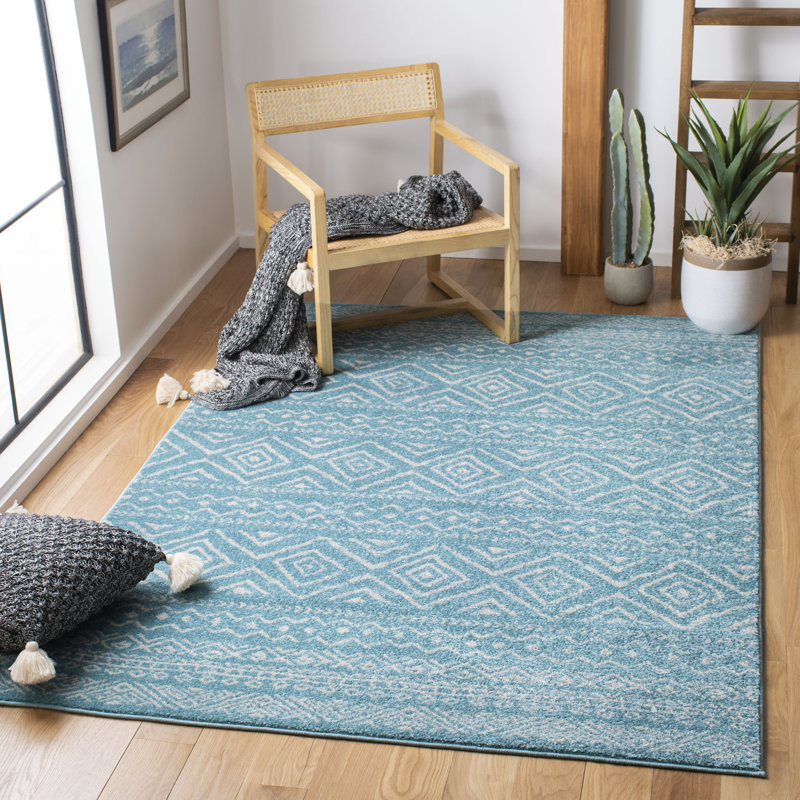 Tapis turquoise / ivoire Suazo Southwestern, Rectangle 10 pi x 13 pi
