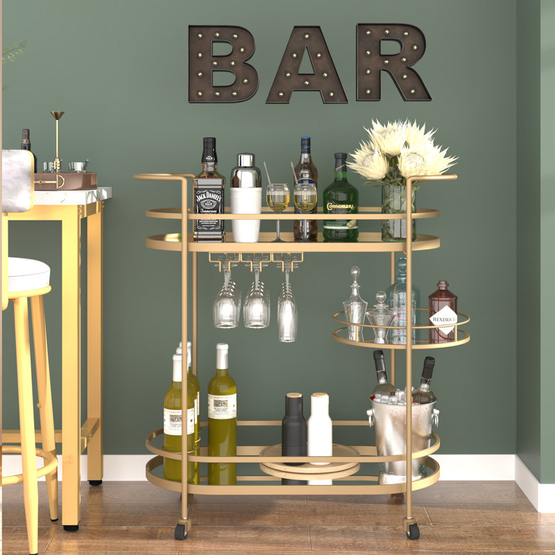 Mercer41 Travontae Metal Bar Cart & Reviews | Wayfair