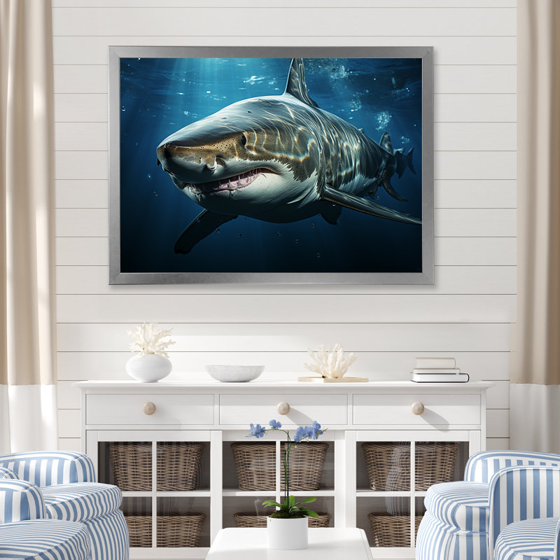 " Oceans Blue Ghost Shark Photography ", Silver Single Picture Framed, 24" H x 32" W x 1" D