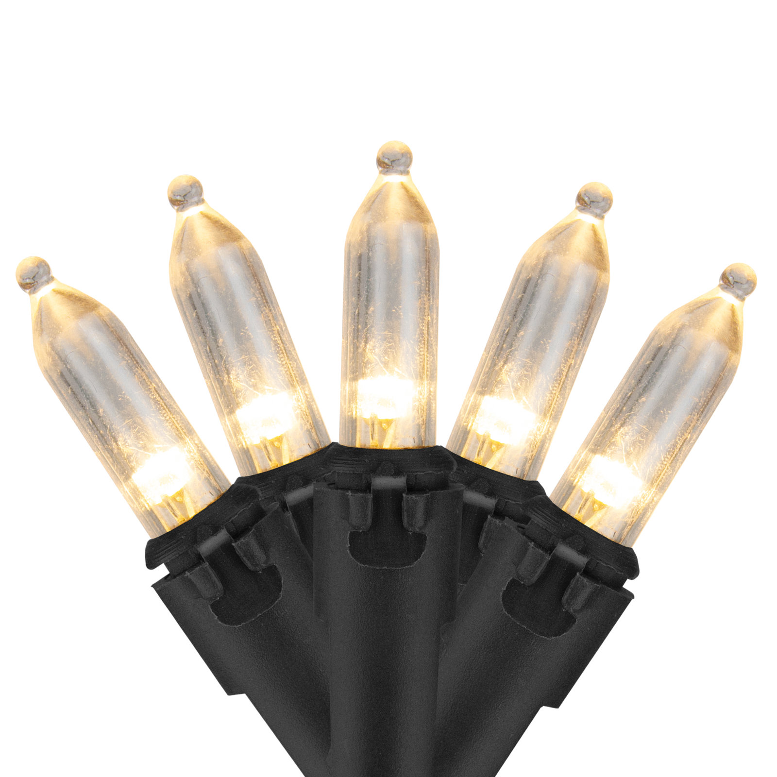 100-Light Warm LED Christmas String Lights, Warm White/Black, 50
