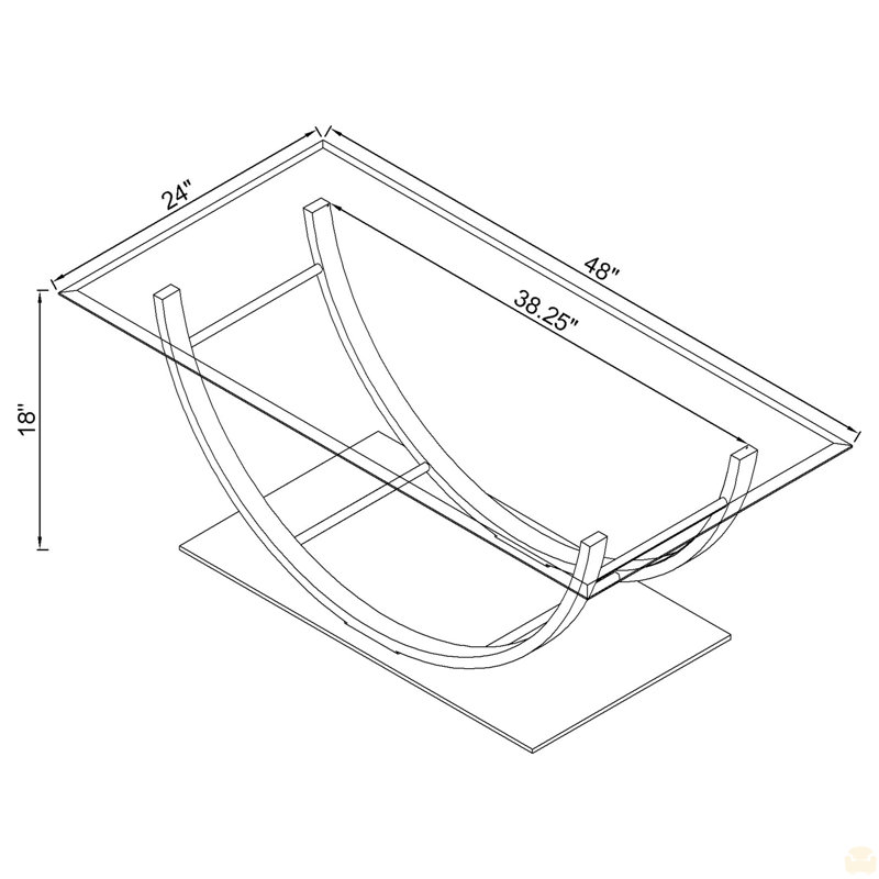 Rectangular U-Shaped Glass Top Coffee Table