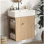 [Vidéo] Meuble-lavabo flottant moderne de 21,6 po avec lavabo en céramique - parfait pour les petites salles de bain, rangement à gauche