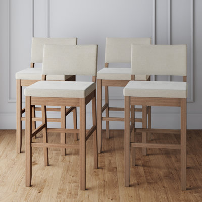 Wood Upholstered Sling Back Counter Stool, 4-Pack