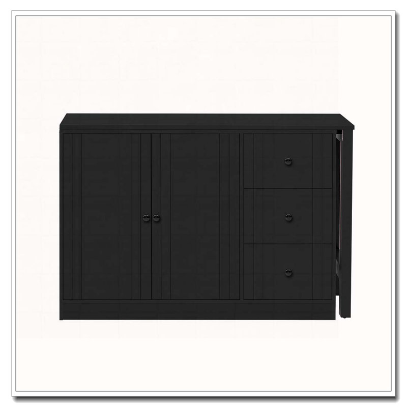 Buffet en bois avec table extensible, armoire de rangement multifonctionnelle avec 2 portes et 3 tiroirs, pour salon, bureau, vestibule et cuisine