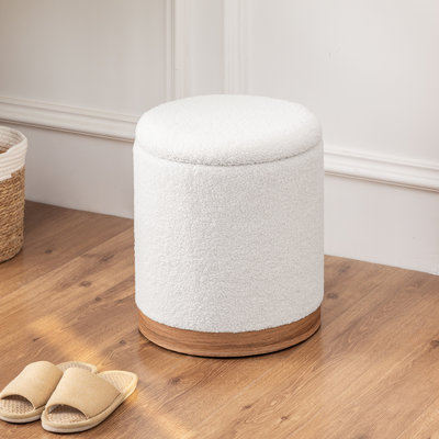 Teddy Fleece Round Ottoman With Stroage