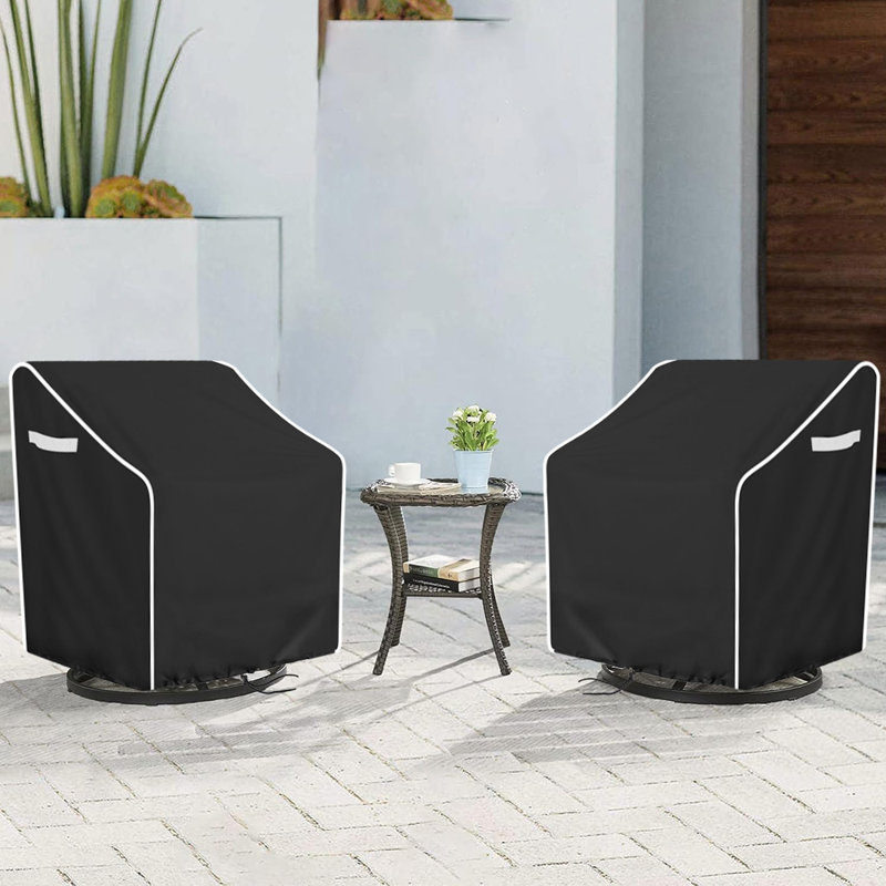 Patio Waterproof Swivel Chair Cover, Black, 38"H x 37" W x 39" D