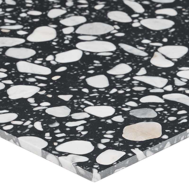 Brezza Terrazzo 23.62 in. x 23.62 in. Honed Terrazzo Floor and Wall Tile (3.87 Sq. Ft. / Each), Nero