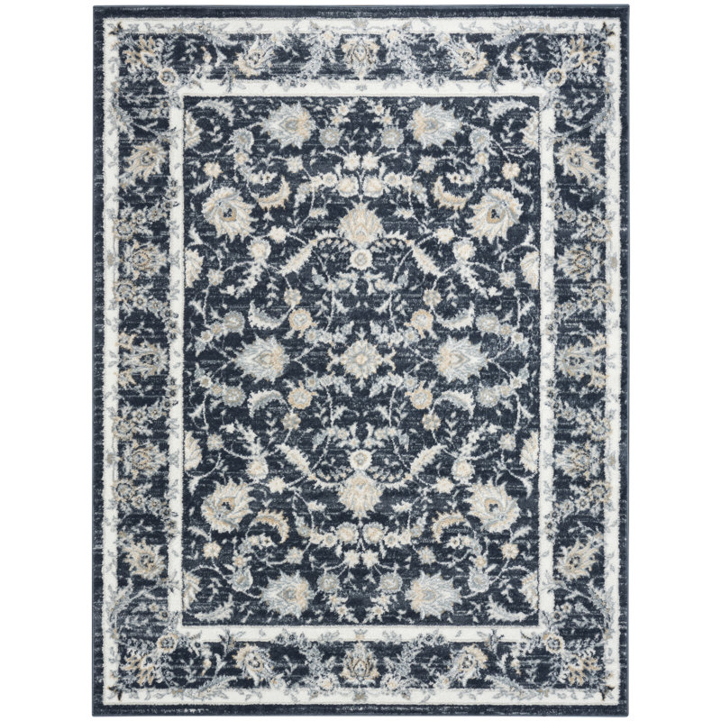 Lafever 4' x 6' Slate/Ivory Vintage Indoor Rug, Rectangle 4' x 6'