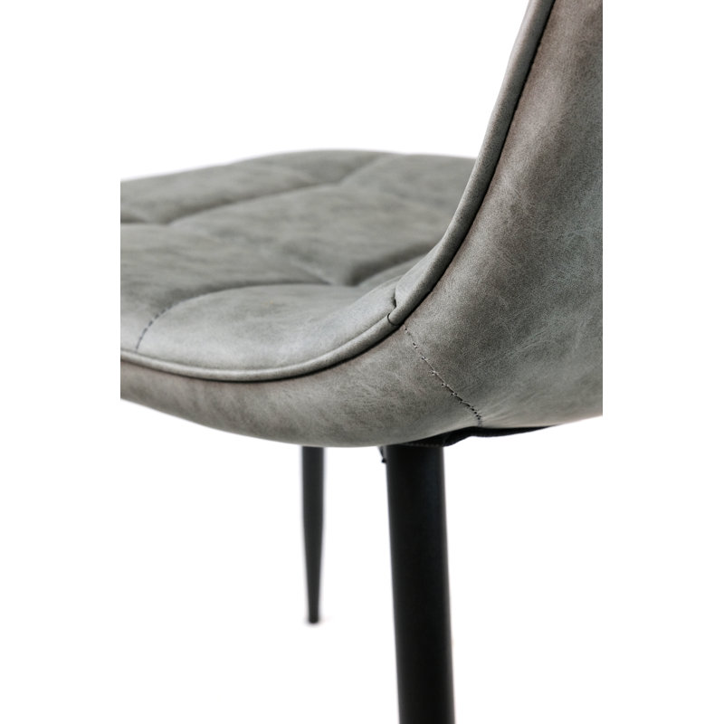 Ensemble de chaises de salle à manger rembourrées, cuir d'unité centrale, structure en métal, style moderne (gris à carreaux)