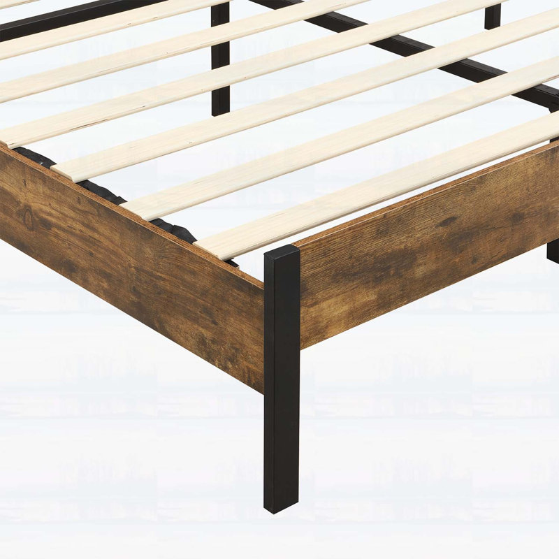 Lit plateforme avec tête de lit tapissier, lumières DEL, rangement sous le lit et aucun sommier tapissier requis, Queen