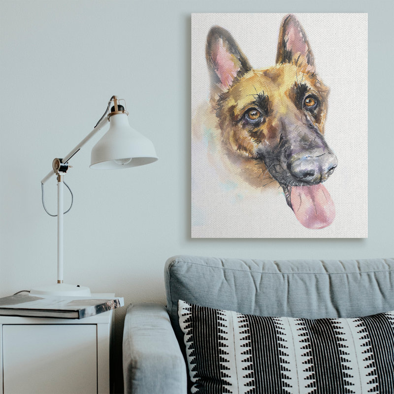 Portrait d'un berger allemand, Toile tendue, H 48 po x l 36 po