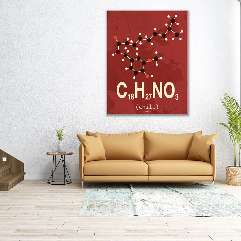 Molecule Chili - reproduction d'art sur toile, H 30 po x l 24 po