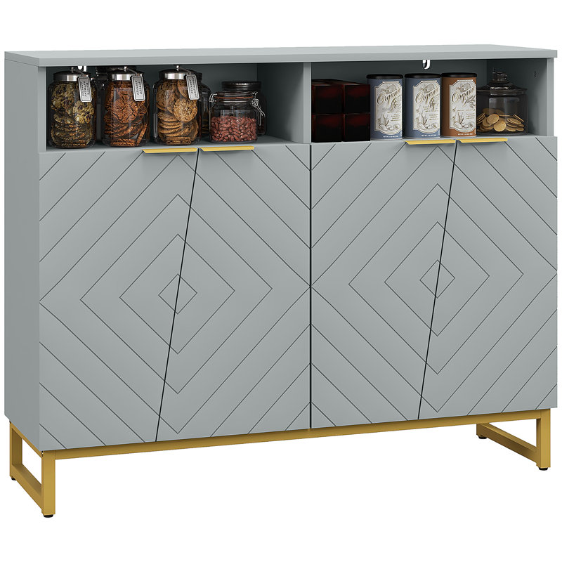 Buffet de cuisine Buffet Cabinet avec tablettes réglables, Blanc