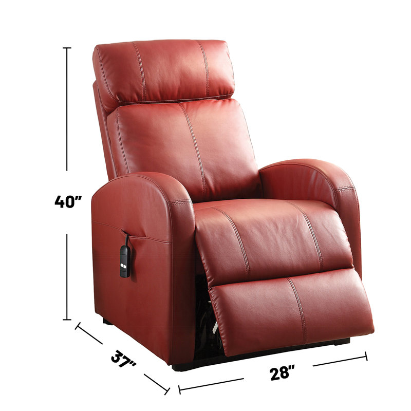 Faux Leather Recliner, Red Faux Leather