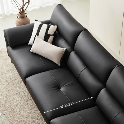 Black Genuine Leather Modular Sofa cushion Fourseat