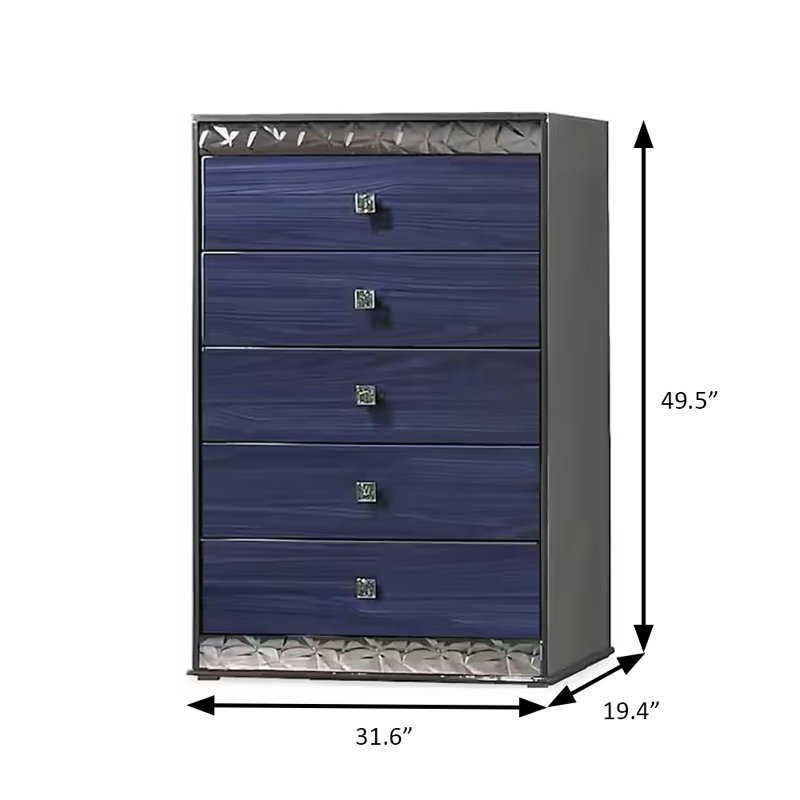 Commode Hartlepool Glam, gris cendré / bleu indigo