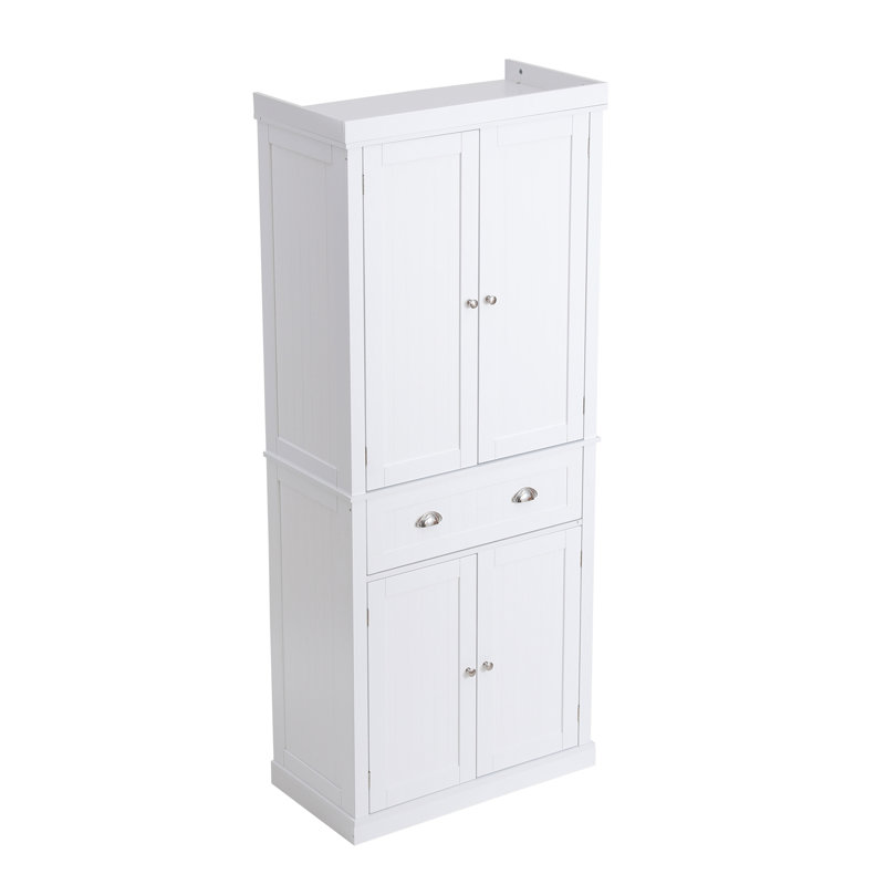 Pearl White 72" Tall Kitchen Pantry Storage Cabinet with Adjustable Shelves