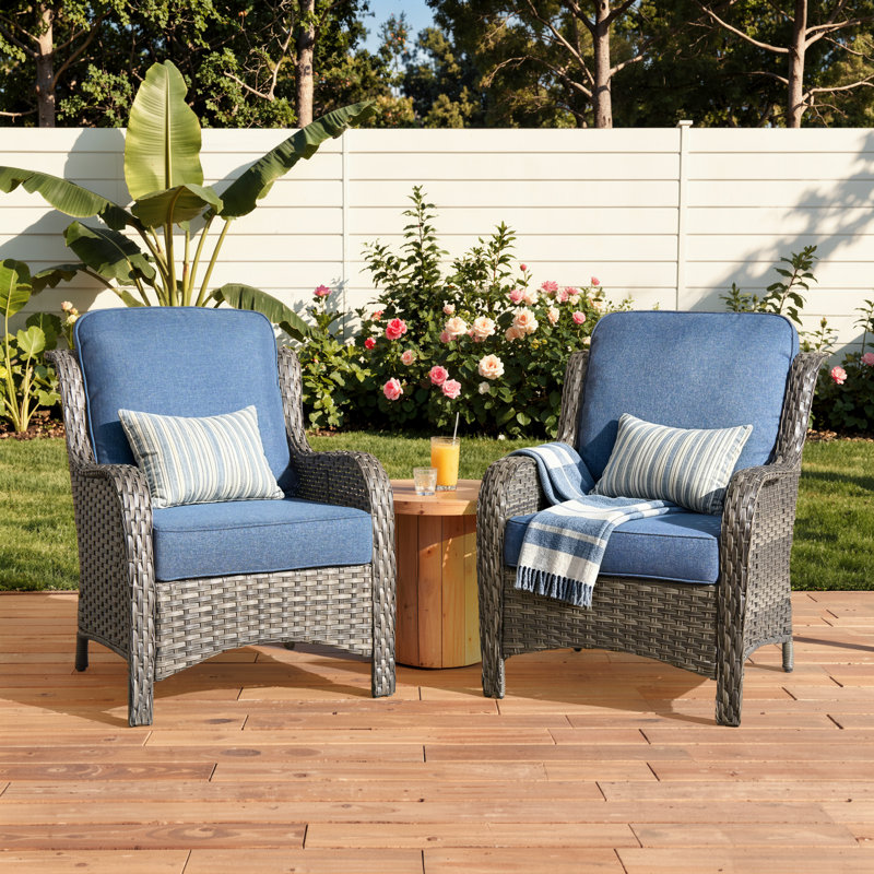 Chaise de patio avec coussins Gretna, Bleu, gris