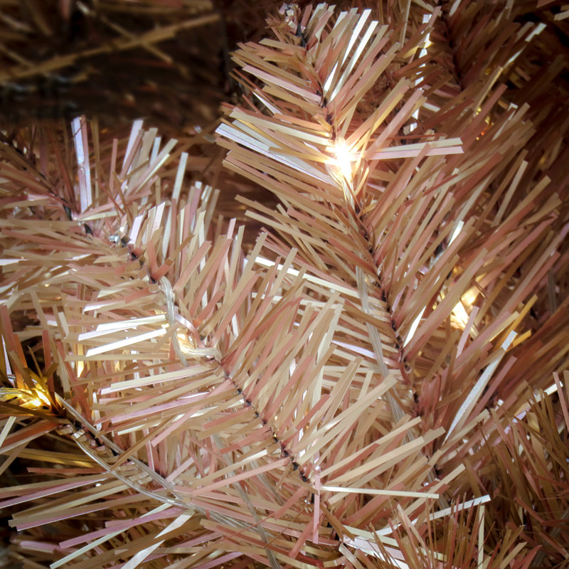 Rose Gold Fir Flocked/Frosted Christmas Tree with LED Lights, 9 Ft