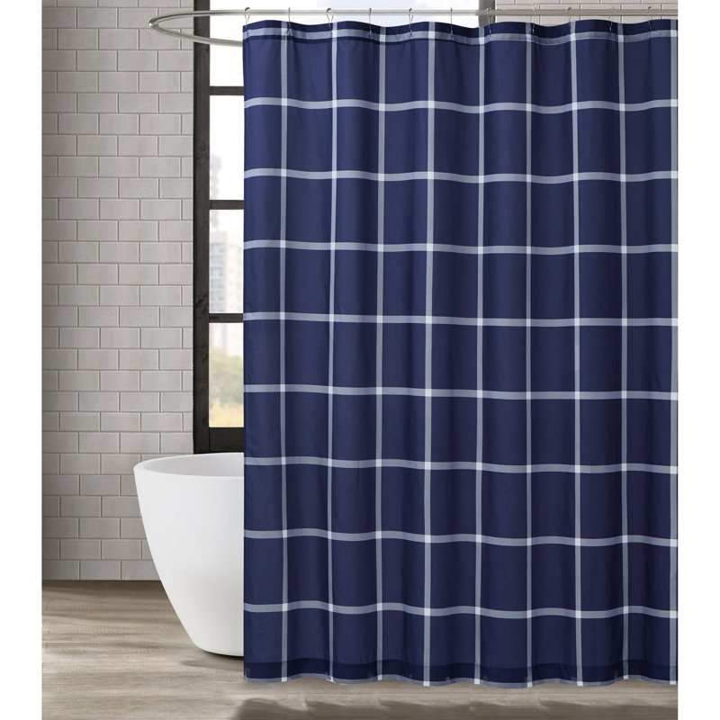 Plaid Shower Curtain, Navy/White