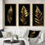Golden Fern Leaf on Black IV - 3 pièces-1047286184-1047286179