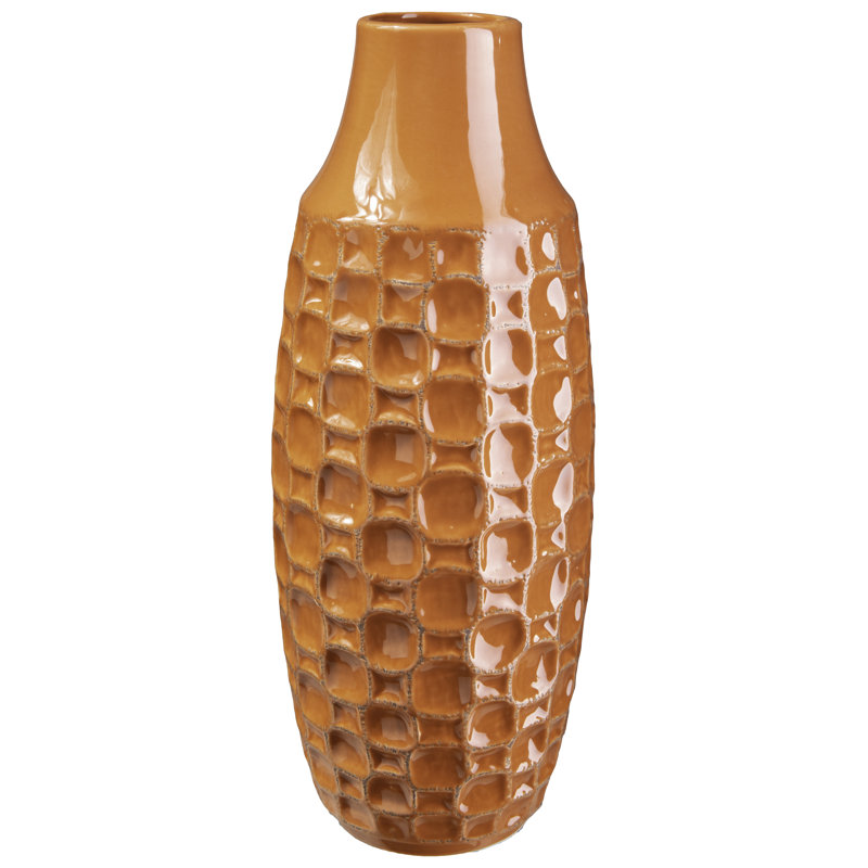 Vase de table en céramique Fallah, Orange, H 10 po x l 4 po x P 4 po