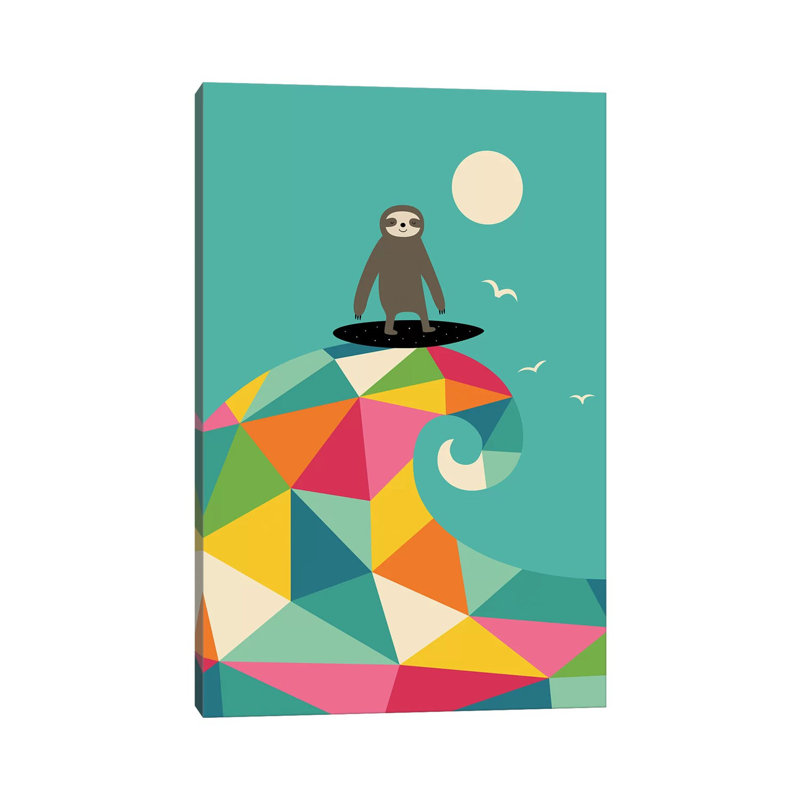 «Surfs up» par Andy Westface - impression d'art graphique, H 12 po x l 8 po x P 0,75 po, Toile tendue, Pas de tapis