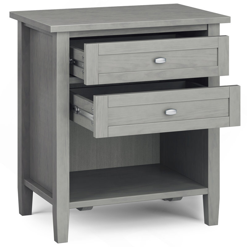 Table de chevet transitionnelle en bois massif Warm Shaker, Gris