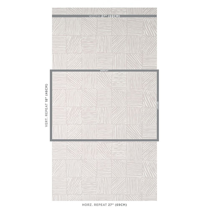 Schumacher x Caroline Z Hurley Katama Wallpaper, Ivory Stone