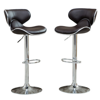 Masaccio Upholstery Airlift Adjustable Swivel Barstool With Chrome Base, Set Of 2 by Ivy Bronx
