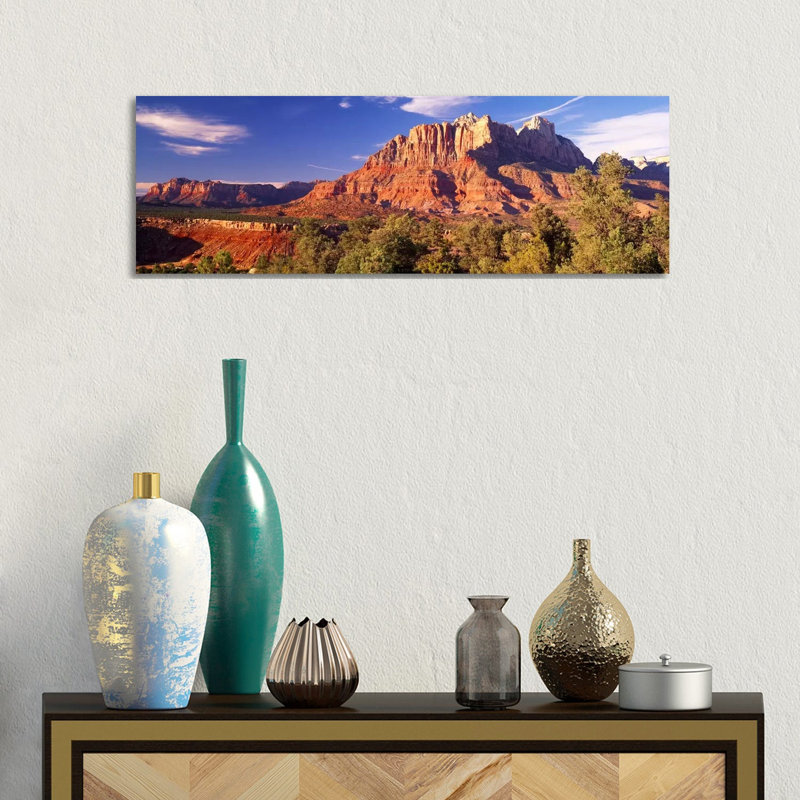 Canyon Surrounded with Forest, Escalante Canyon, Zion National Park, Washington County, Utah, USA 1 Piece Wrapped Canvas Panoramic Wall Art