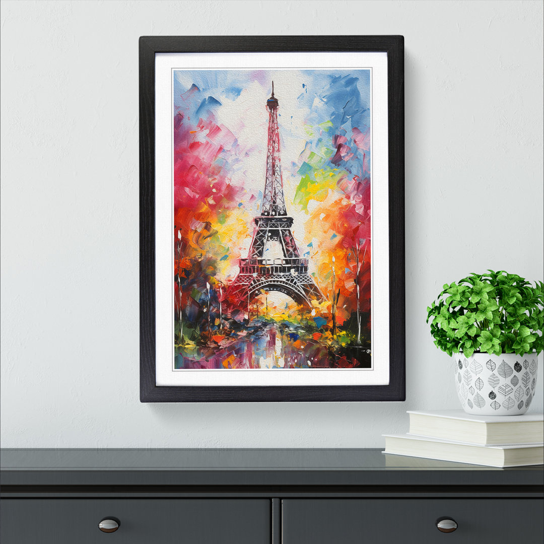 Eiffel Tower Gestural No.3 - Single Picture Frame Print on Wood
