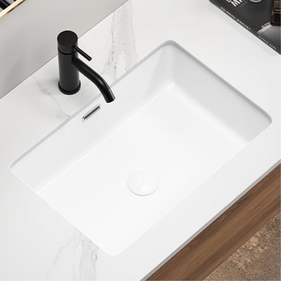 Rectangular Undermount Bathroom Sink, 15 - Inch Wide, 22 Long, White High Fired, Acid , Stain Proof, Contemporary And Minimalist Vanity Setup *15 Inch Quality Ceramic, Low Water Absorption, Smooth