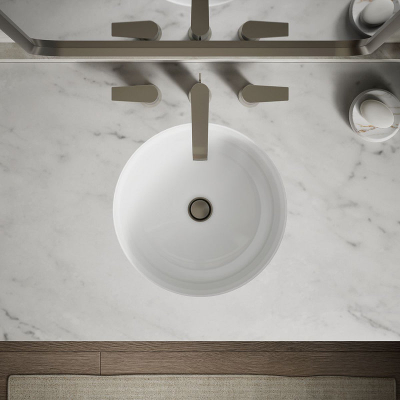 16-1/4 In. Round Undermount Bathroom Sink, No Overflow, White