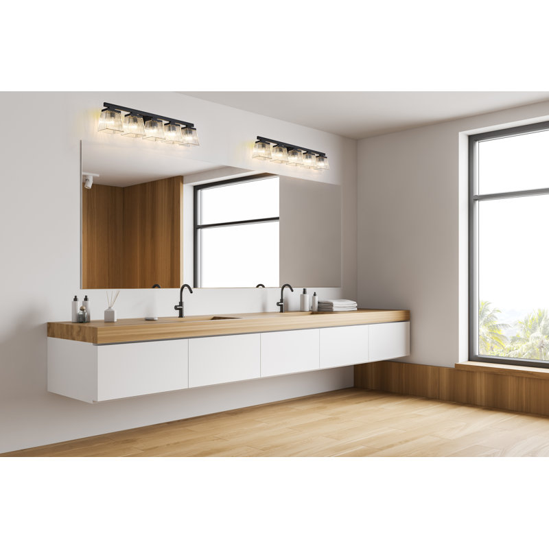 Meuble-lavabo 5 lumières Panora, Noir mat