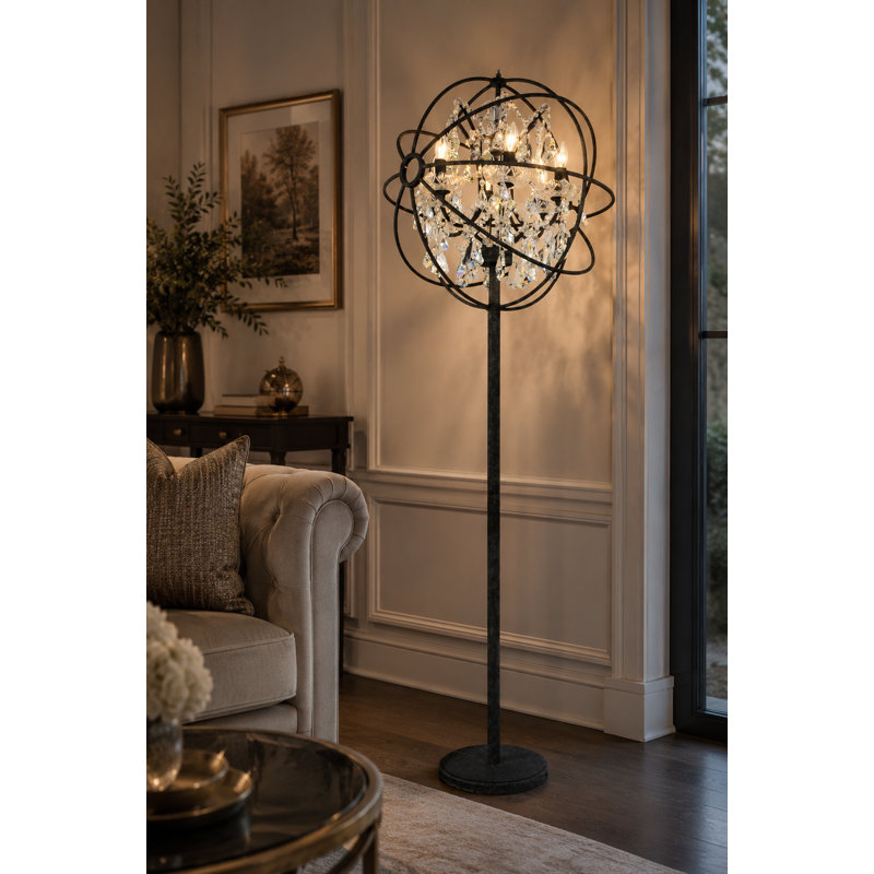 Lampe sur pied 71 po candélabre Mendelson, Noir mat