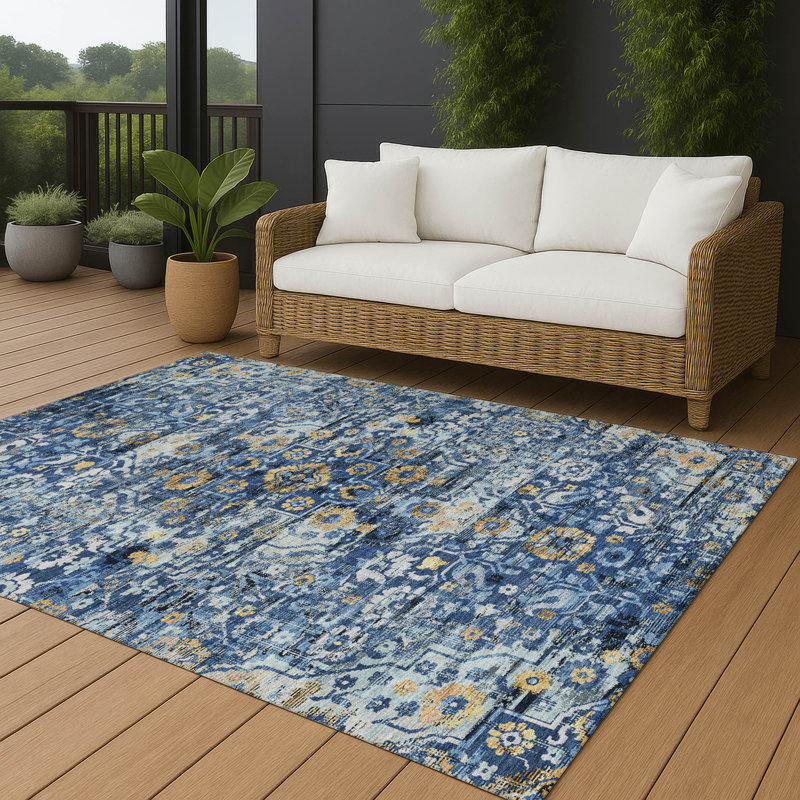 Tapis lavable à la machine intérieur / extérieur ACN2782 Global Chantille, Marine, 10 pi x 14 pi
