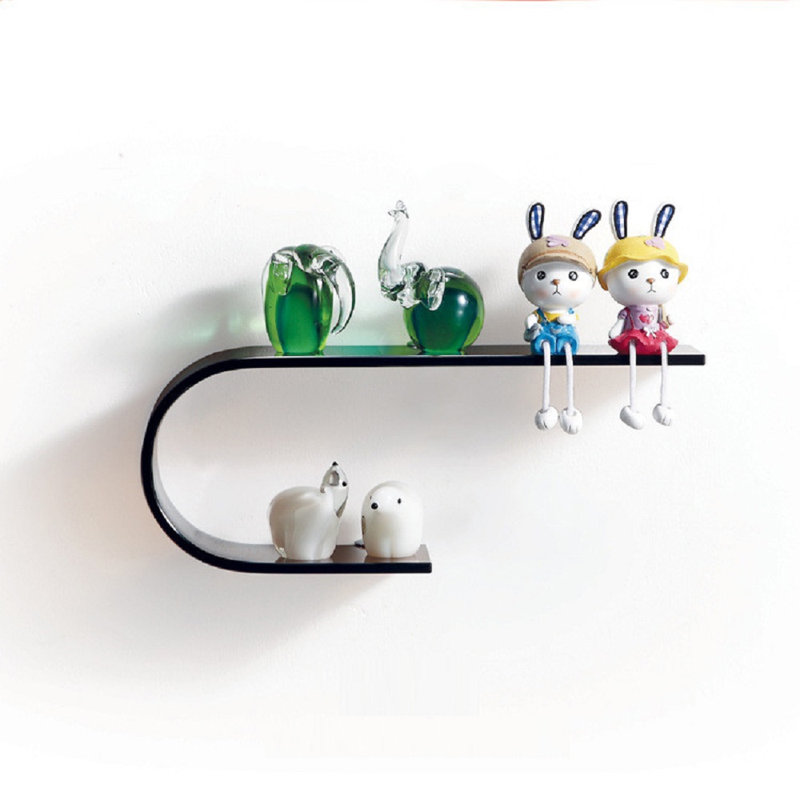 Huson Glass Floating Shelf with Adjustable Shelves, Gray