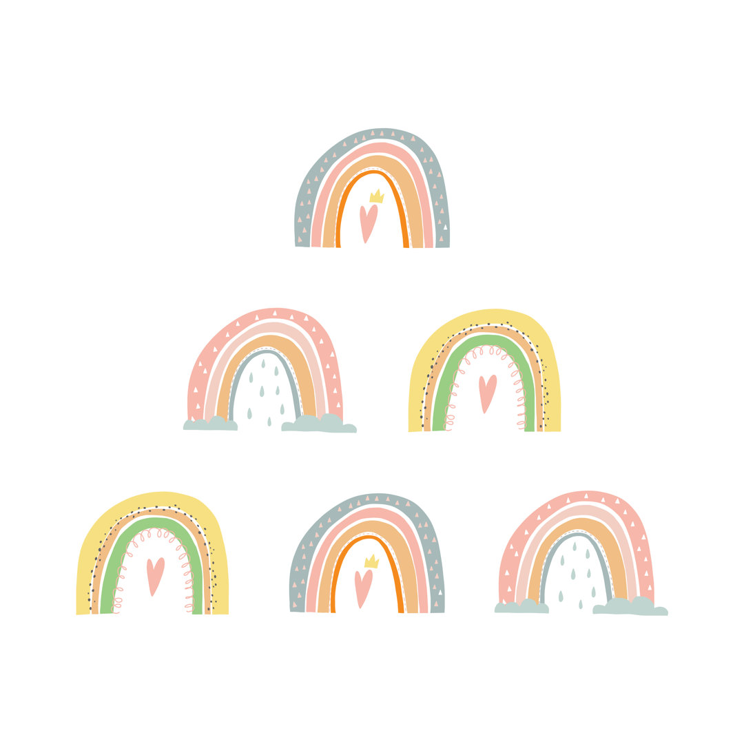 Charming Hand-Drawn Rainbows Kids Wall Sticker