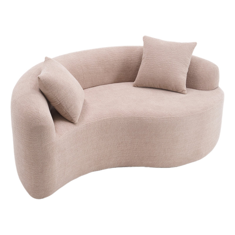 S-curve Chenille Upholstered Sofa Set, Beige