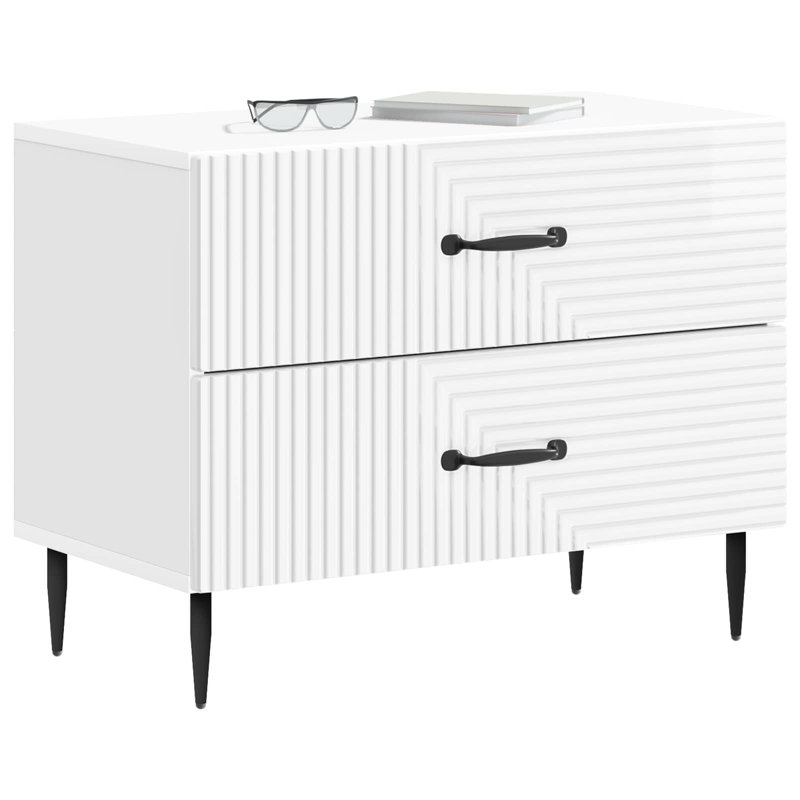 62cm W Manufactured Wood Bedside Table, High Gloss White