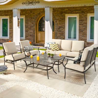 Grajeda 7 - Person Patio Conversation Set with Cushions