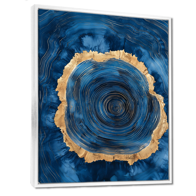 Glissade en bois d'une forêt de lac bleu I - Art mural en bois, H 20 po x l 12 po, Reproduction avec cadre flottant, Blanc