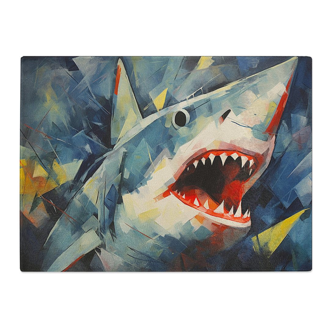 Shark Abstract  Glass Chopping Board