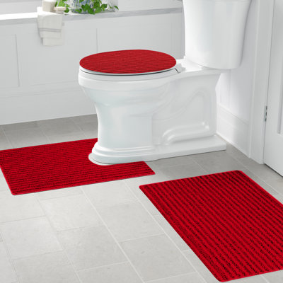 Viridian Nylon 3 Piece Bath Rug Set with Non-Slip Backing